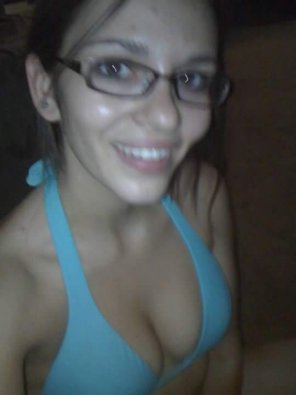 Amateur brunette glasses