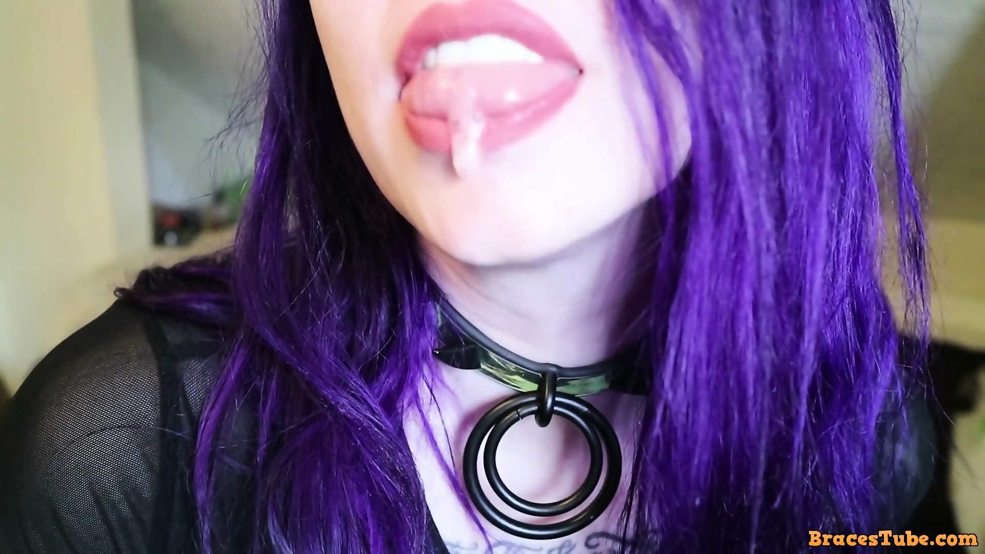 Goth girl spit tongue fetish