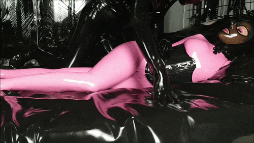 best of Rubber latex catsuit blowjob pink with
