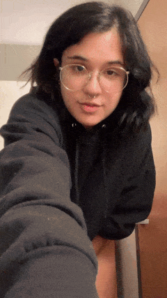 Cute asian wearing glasses fingering webcam