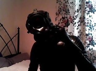 Threesome latex rubber catisuit mask pisspants