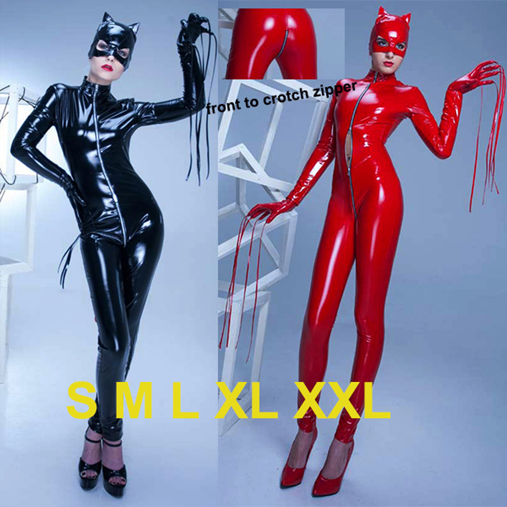Catwoman latex suit with tight metal