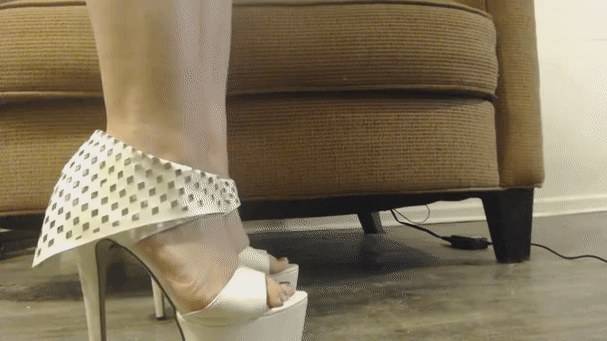 White platform pencil heels