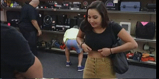Teen flashes boobs public shopping area