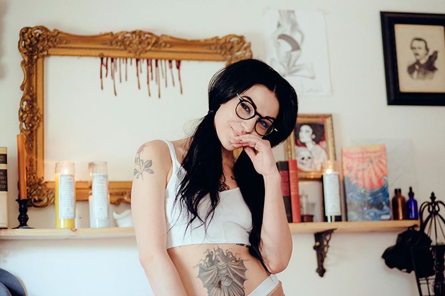 best of Glasses beauty long black haired woman