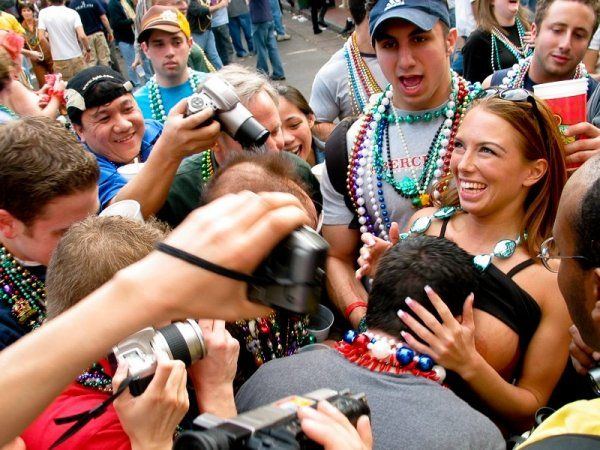 Lots chicks flashing bourbon street