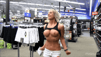 best of Public shopping teen flashes area boobs