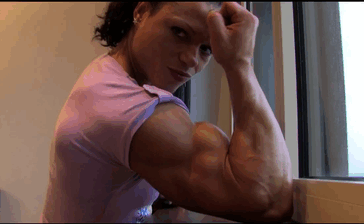 best of Girl flexing muscle biceps webcam